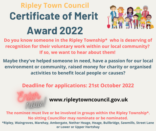 Ripley Town Council Certificate of Merit Award 2022