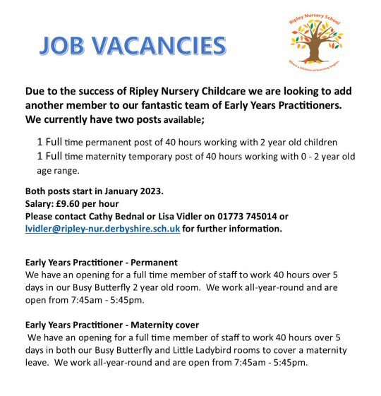 Job Vacancies At Ripley Nursery Childcare