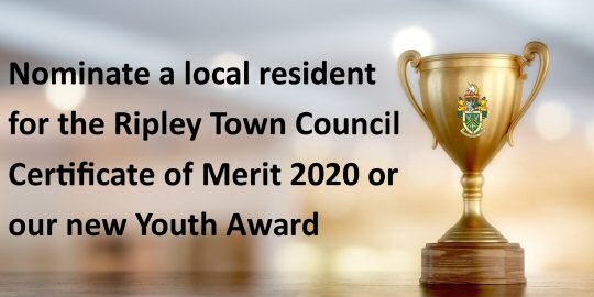 Nominations Are Open For The Ripley Town Council Certificate of Merit Award or Youth Award.